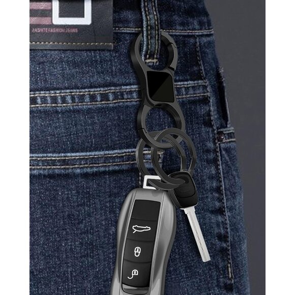 🆕Men Black Quick Release Spring Heavy Duty Car Keychain Organizer Multiple Belt - Picture 6 of 6